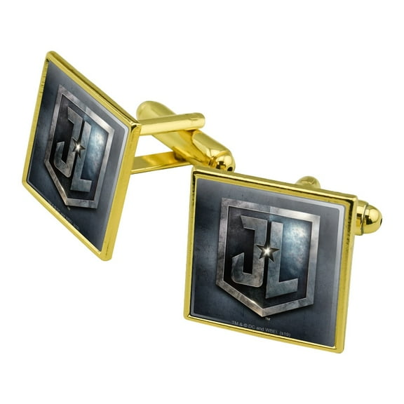 Justice League Movie Logo Square Cufflink Set - Silver or Gold