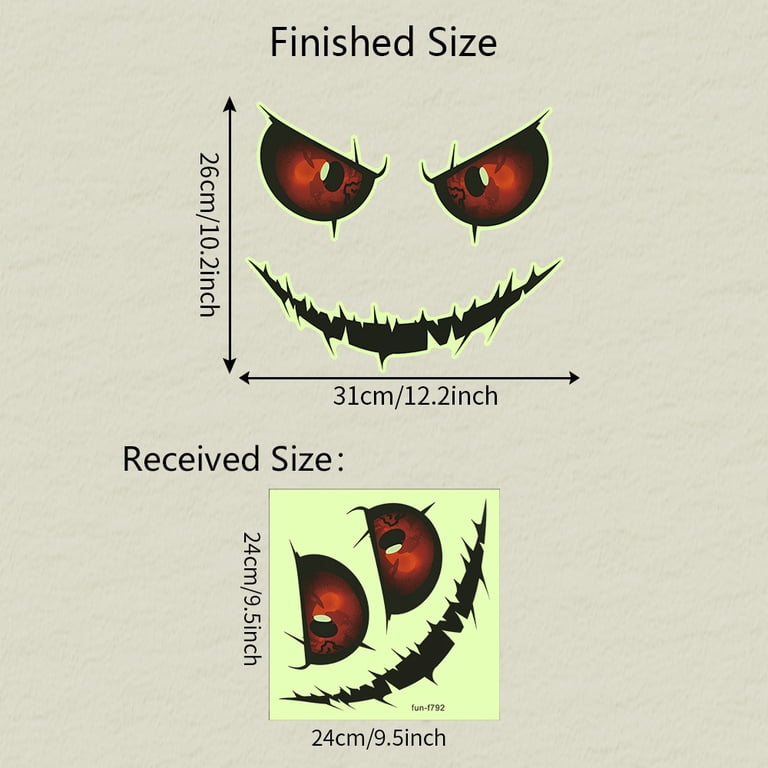 ROFARSO Halloween Glow In The Dark Toilet Lid Decals – 3D Scary Sticker Set For Spooky Decor