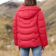 thumbnail image 4 of Enjoytime Jackets for Women Solid Color Stand Up Collar Full Zip Outerwear Long Sleeve Thicken Warm Fall Coats Winter Plus Size Clothes with Removable Hood Red XXXXL, 4 of 8