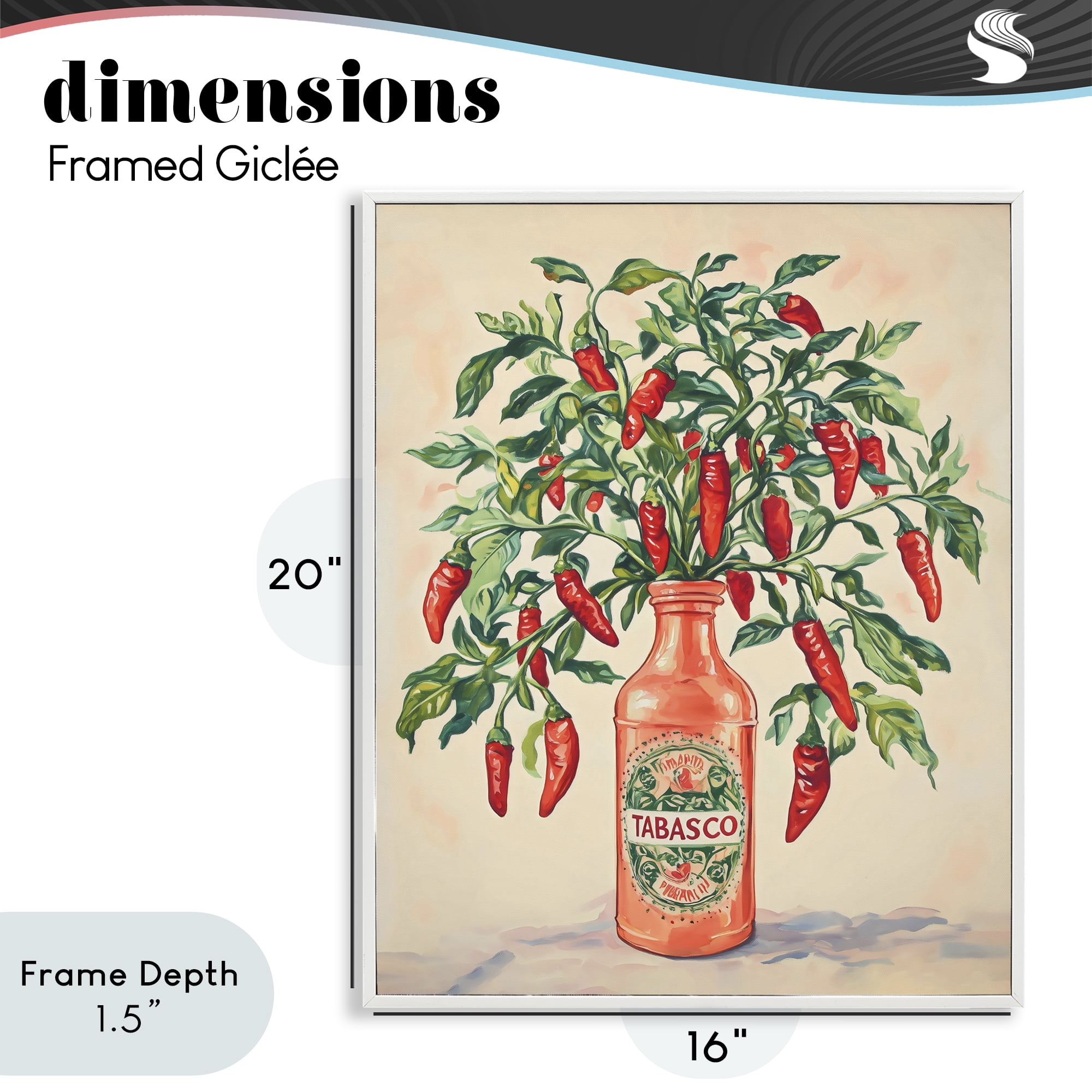 Stupell Industries Chili Peppers in Hot Sauce Vase White Framed Giclee Art, design by The Prints Vibe