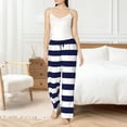 thumbnail image 4 of Balery Navy Blue And White Stripes Pantalones de pijama para mujer, pijamas ultraligeros, pantalones de estar por casa-Small, 4 of 6