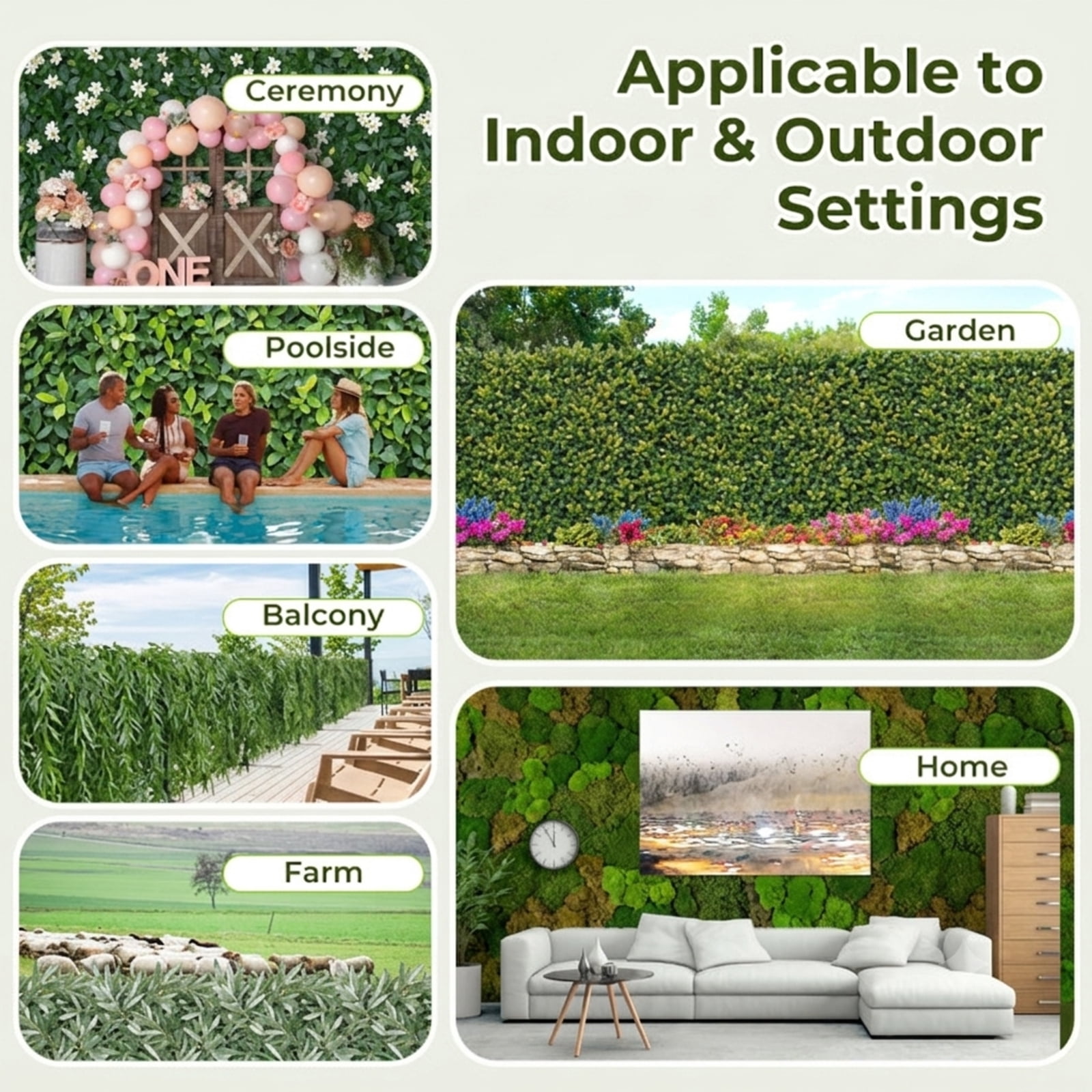 Vebreda Artificial Plant Decor, 120 x 40 Inch Artificial Ivy Privacy Fence Faux Ivy Vines Covering, Large 3D Lifelike Ivy Hedge