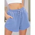 thumbnail image 5 of Women Sweat Shorts Casual Summer Comfy Lounge High Waisted Cotton Shorts with Pockets Light Blue XL, 5 of 6