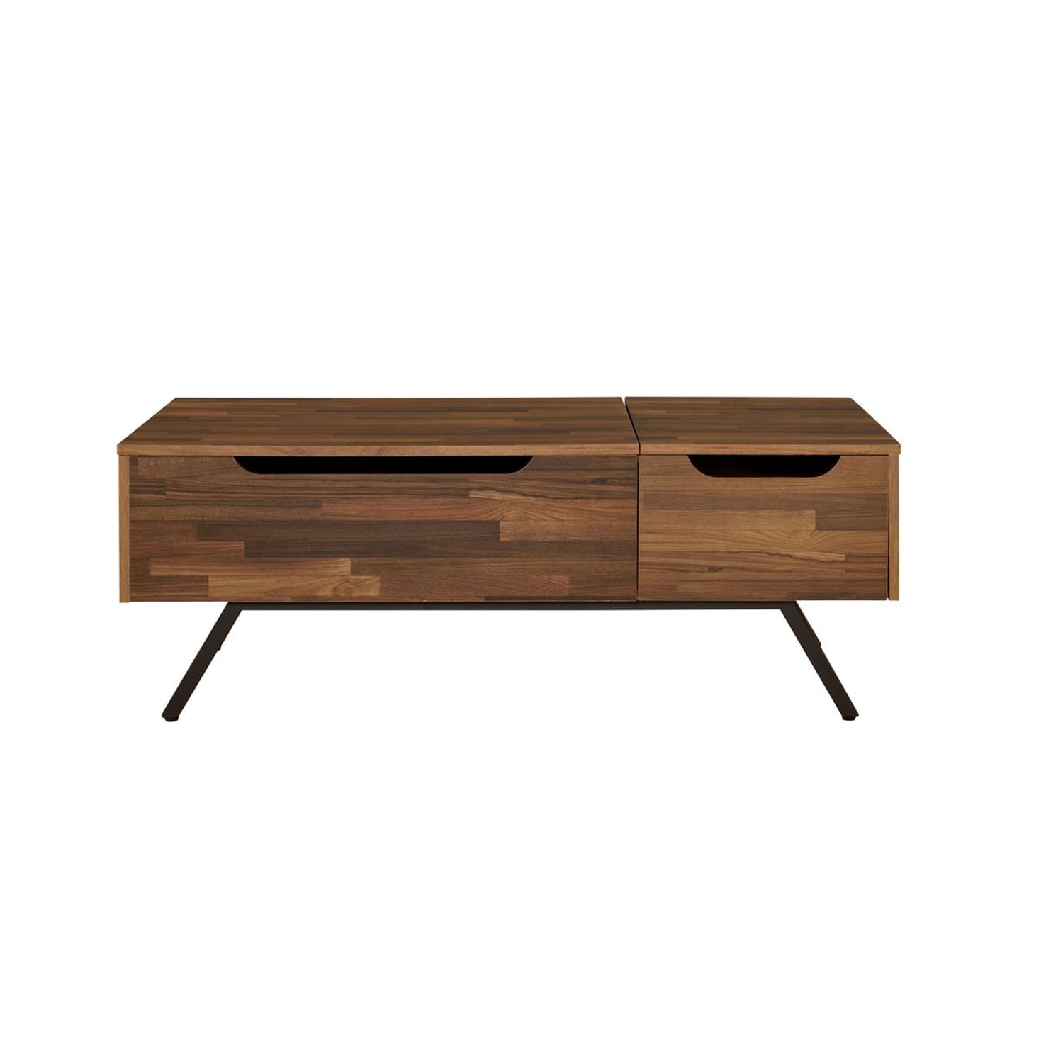 Kadyn Mid Century Modern Living Room Coffee Table, Ceiling Coffee Table with Hidden Storage Room, Living Room Table with Drawers, Walnut