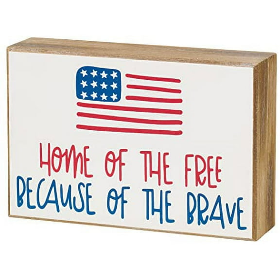 Collins Painting Home of The Free - Patriotic American Flag Wood Sign 6"