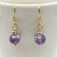thumbnail image 6 of Royal 8mm Natural Amethyst 14K Gold Drop Earrings, 6 of 12