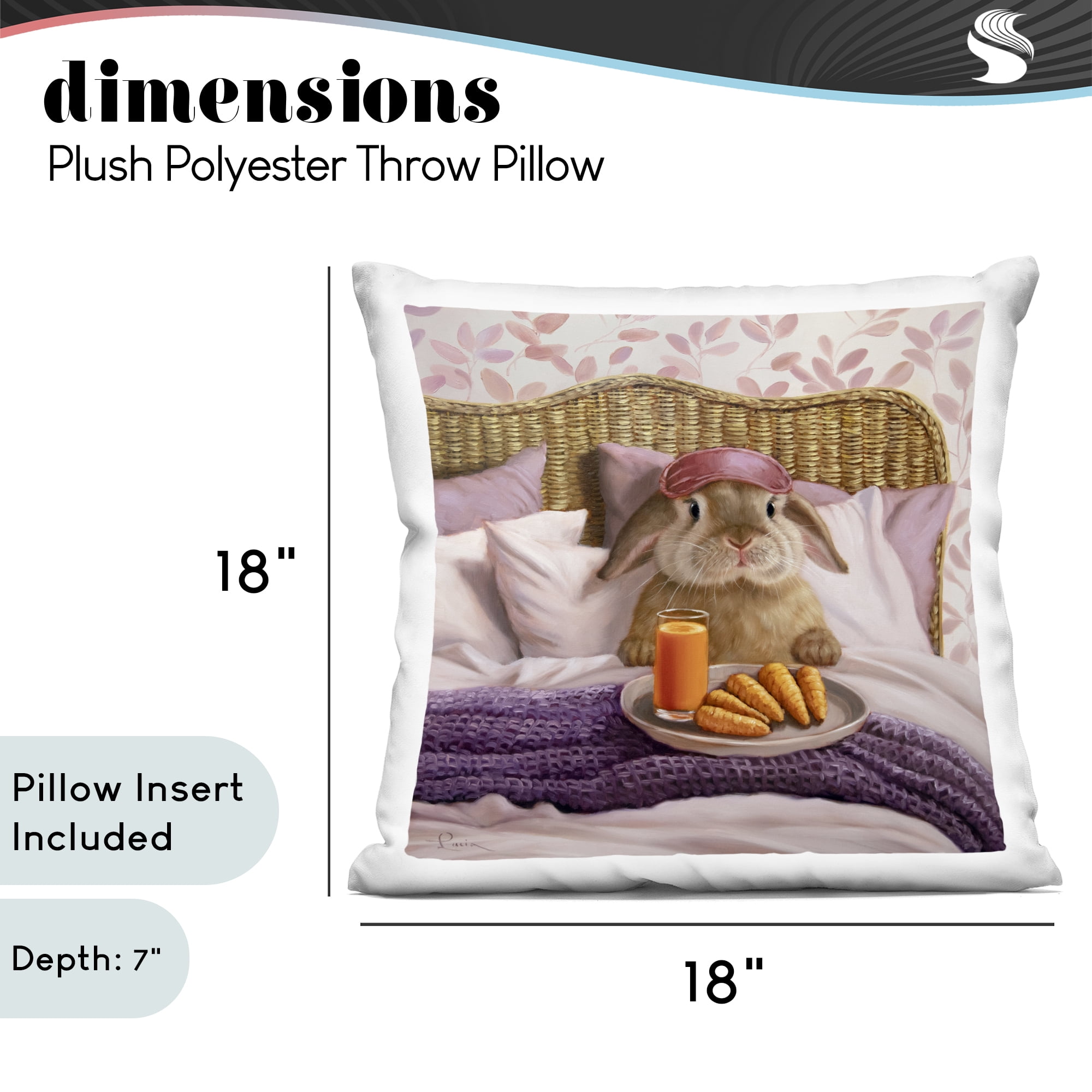 Stupell Industries Hoppy Meal Bunny in Bed Decorative Printed Throw Pillow, design by Lucia Heffernan