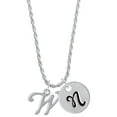 thumbnail image 1 of Delight Jewelry Silvertone Small Gelato Script Initial - W - Silvertone Script Initial Disc - N - Charm Necklace, 20"+3", 1 of 4