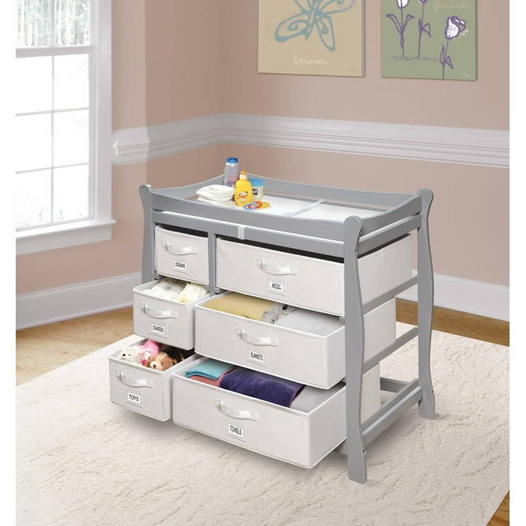 Badger basket sleigh style baby cheap changing table with 6 baskets