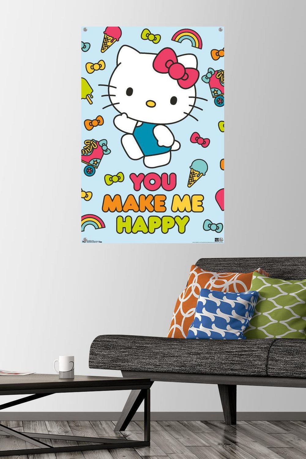 Hello Kitty - Happy Wall Poster, 22.375" x 34"