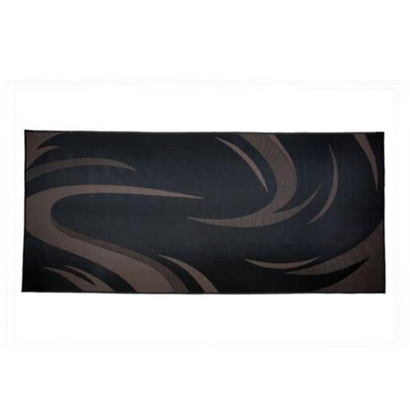 Mings Mark M1F-SD8181 Tapis d'Extérieur Réversible 8 Pi x 18 Pi à Motif Pivotant, Noir et Brun