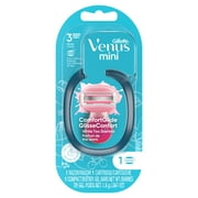 Gillette Venus Mini on The Go Womens Razor Handle with 1 ComfortGlide White Tea Scent Blade Refill + 1 Travel Case