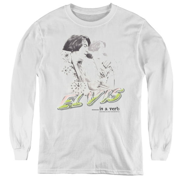 Elvis Presley Elvis Is A Verb Youth Long Sleeve T-Shirt White