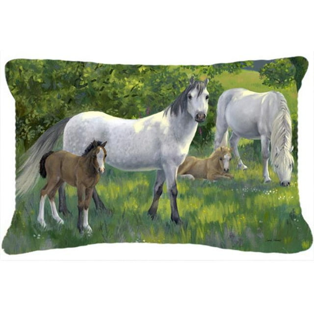 Groupe de Chevaux Tissu Coussin Décoratif