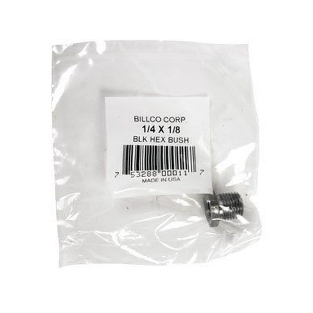 Buje hexagonal de acero Billco Corp MPT negro de 1/4 x 1/8 pulgadas