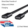 thumbnail image 2 of USB Type-C Direct Charging and Data Cable Compatible with Samsung Galaxy S22 5G with Dual 2 5Gbps USB-C Connectors! (625MB/s), 2 of 5