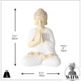 thumbnail image 3 of Coastal Buddha Figurine, Beige with White Drapery, Teaching Pose, Hand Cast Resin, 7.75 Inches Tall, Water Resistant, 3 of 5