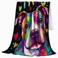 thumbnail image 2 of My Heart Has Paws Dog Portrait, Playful Graphic Style for Dog Lovers, Rainbow Heart Quote and Friendship Gift, Soft Flannel Blanket for Bedroom and Family Room, Pet Home Decor, 2 of 9