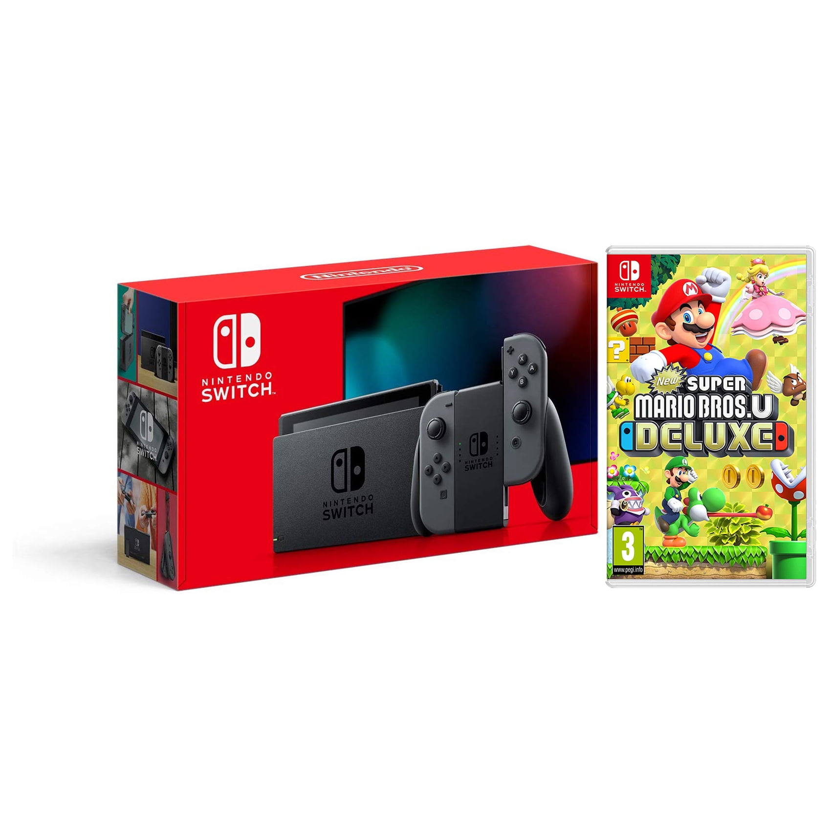 Geruststellen Schepsel dood Nintendo Switch 32GB Console - Gray Joy-Con - New Version with New Super  Mario Bros. U Deluxe Bundle - Walmart.com