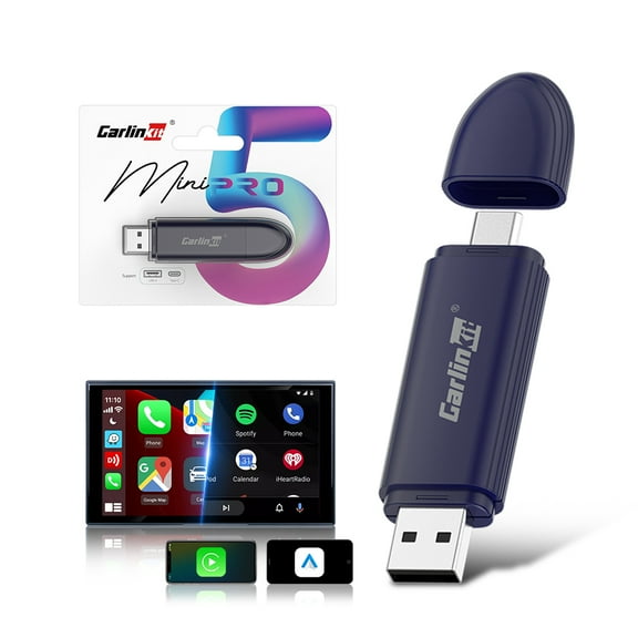 CarlinKit Mini5 Pro, 2 in 1 Wireless CarPlay&Android Auto Car Adapter, OTA Ugrade/Dual-band Wifi, 5.0 Mini for Wired CarPlay&Android Auto Cars