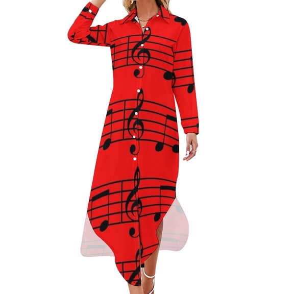 music notes Long Sleeved Shirt Dress dresses for women luxury designer party purple dress