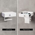 thumbnail image 4 of Toilet Paper Holder with Shelf White Wipes Dispenser for Bathroom Toilet Paper Holder with Storage Upgrade Drawer Design toilet tissue holder Adhesive Small Bathroom Shelf Wall Mount, 4 of 5