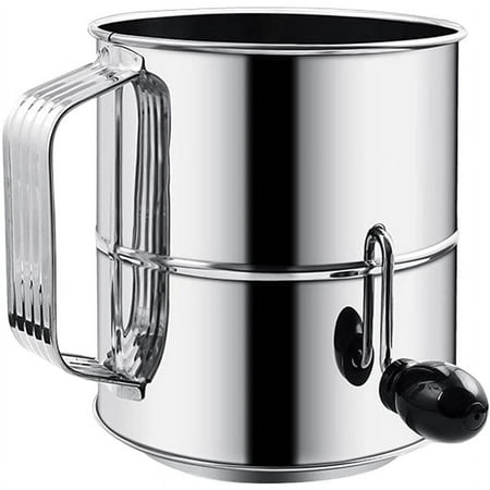 

Flour Sifter Hand Crank Fine Mesh Screen for Pastries Cupcakes Decorate Cakes Equipment
