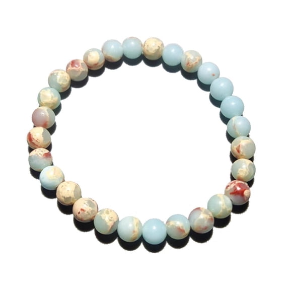 Osdhezcn Gorgeous Semi-Precious Gemstones Round Beads Energy Power Crystal Reiki-Healing Elastic Stretch Bracelet for Women Men