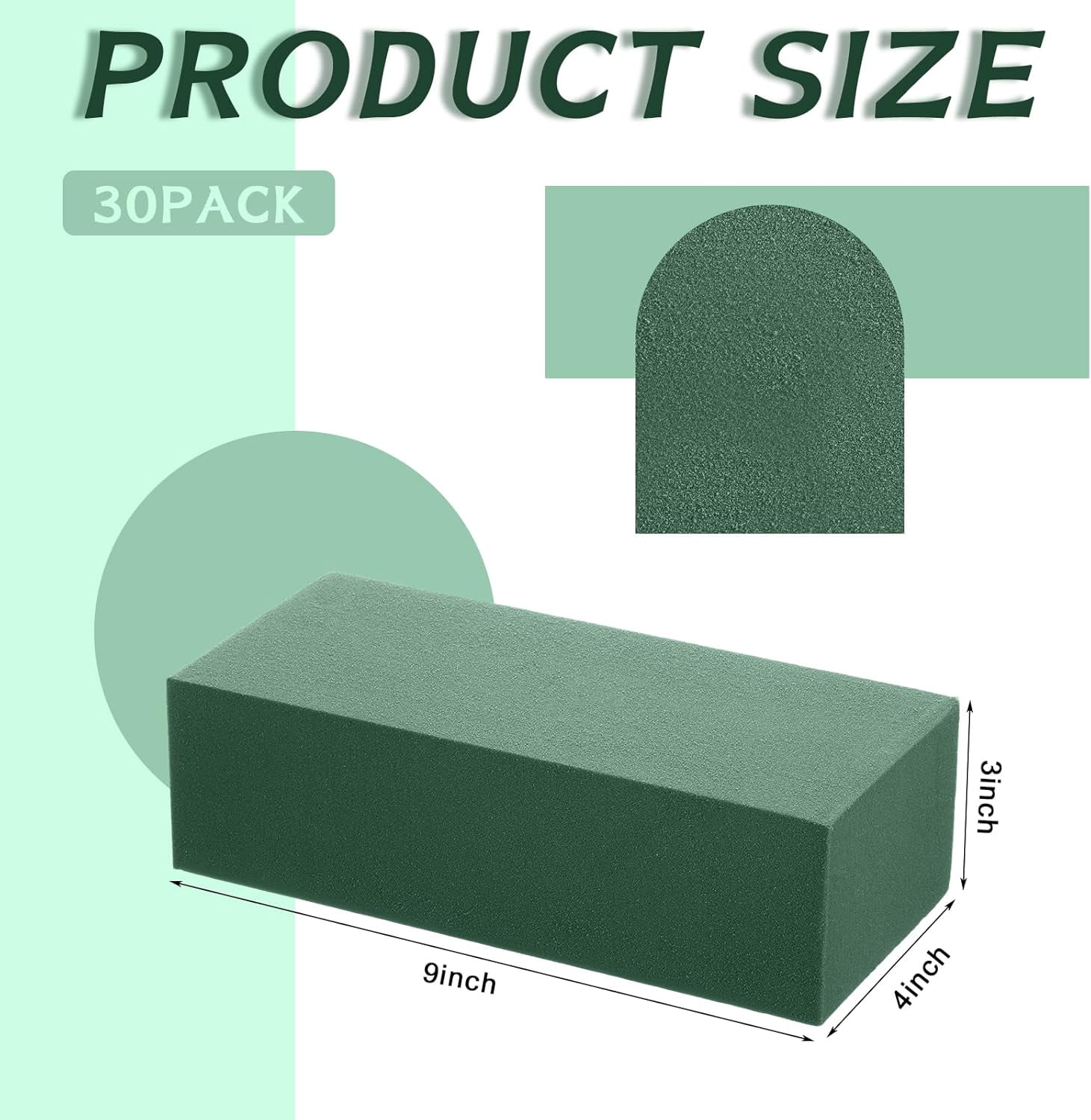 30 Pcs Floral Flower Foam Blocks Green Wet & Dry Plant Foam Brick for Fresh & Artificial Flower Arrangement Florist Supplies for DIY Arts Crafts Weddings Decorations(9 x 4 x 3 Inch)