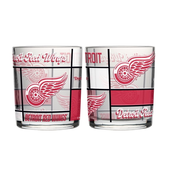 Logo Brands Detroit Red Wings 12oz. Quilted Stained Two-Pack Rocks Glass Set