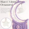 thumbnail image 2 of Boho Macrame Woven Wall Hanging for Girl, Crochet Crescent Moon Star Dream Catcher with Light, Purple Cotton Handmade Bohemian Home Decor Decoration for Kids Nursery Bedroom Dorm Room, 2 of 4