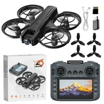 AuroraX Drone with Screen Built Into The Controller and Camera 1080p Fpv Hover Drones with One Key Take Off/Land 3 Speed Modes 3d Flips Quadcopter Toy Gift for Adults and Boys Girls