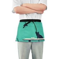 Yayeee Waist Apron with Pockets for Cooking Waterproof Half Server Aprons, Green Cat