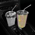 thumbnail image 4 of Bling Car Home Encrusted Beverage Cup Simple Fashion Rhinestones Encrusted Stainless Steel Straw Coffee Cup Straight Slim 550ml, 4 of 13