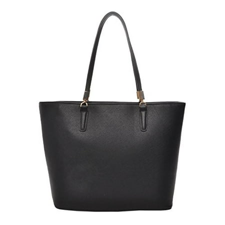 Women's Black Vegan Leather Tote Handbag - Walmart.com