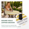 thumbnail image 4 of Round Outdoor Tablecloth with Umbrella Hole and Zipper, Ginger Yellow Stripes Tablecloth with Elastic Waterproof, Modern Minimalist Horizontal Lines Patio Table Covers for 45" - 54" Pool Tables, 4 of 9