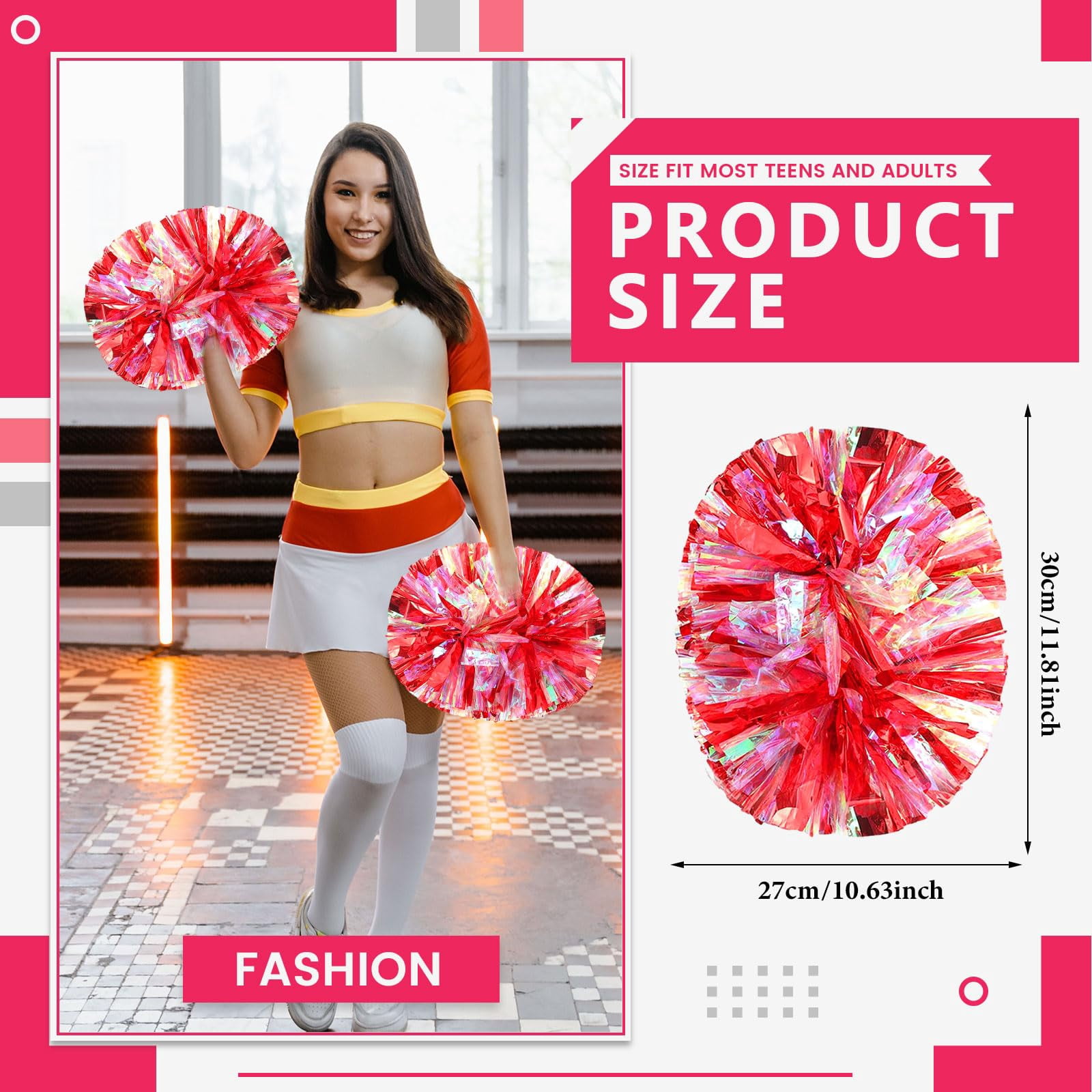 12 Pcscheerleading poms,pom poms Cheerleading with Handle Style Cheer Pom Pomsfor Dance, Matches