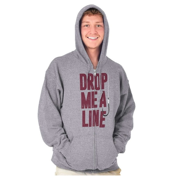 Angler Fishermen Lines Joke Pun Funny Unisex Fleece Graphic Zip Up Hoodie Brisco Brands 2X
