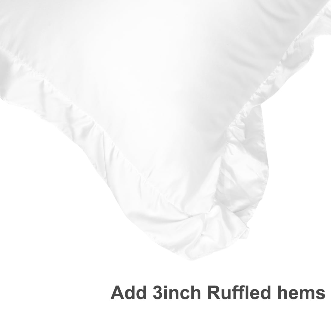 Unique Bargains 2-Piece Satin Ruffled Edge Pillowcases, Standard, White