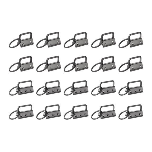 Uxcell 20 Pcs Key Fob Hardware, 1/1.3in 26/32mm Wristlet Clasp Sets with Key Rings for Keychain Making Supplies Lanyards Bag DIY Crafts, Black