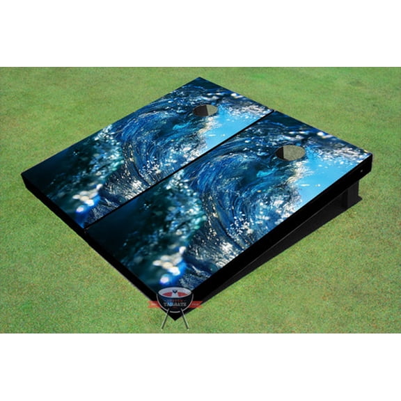 Dark Blue Wave Custom Cornhole Board