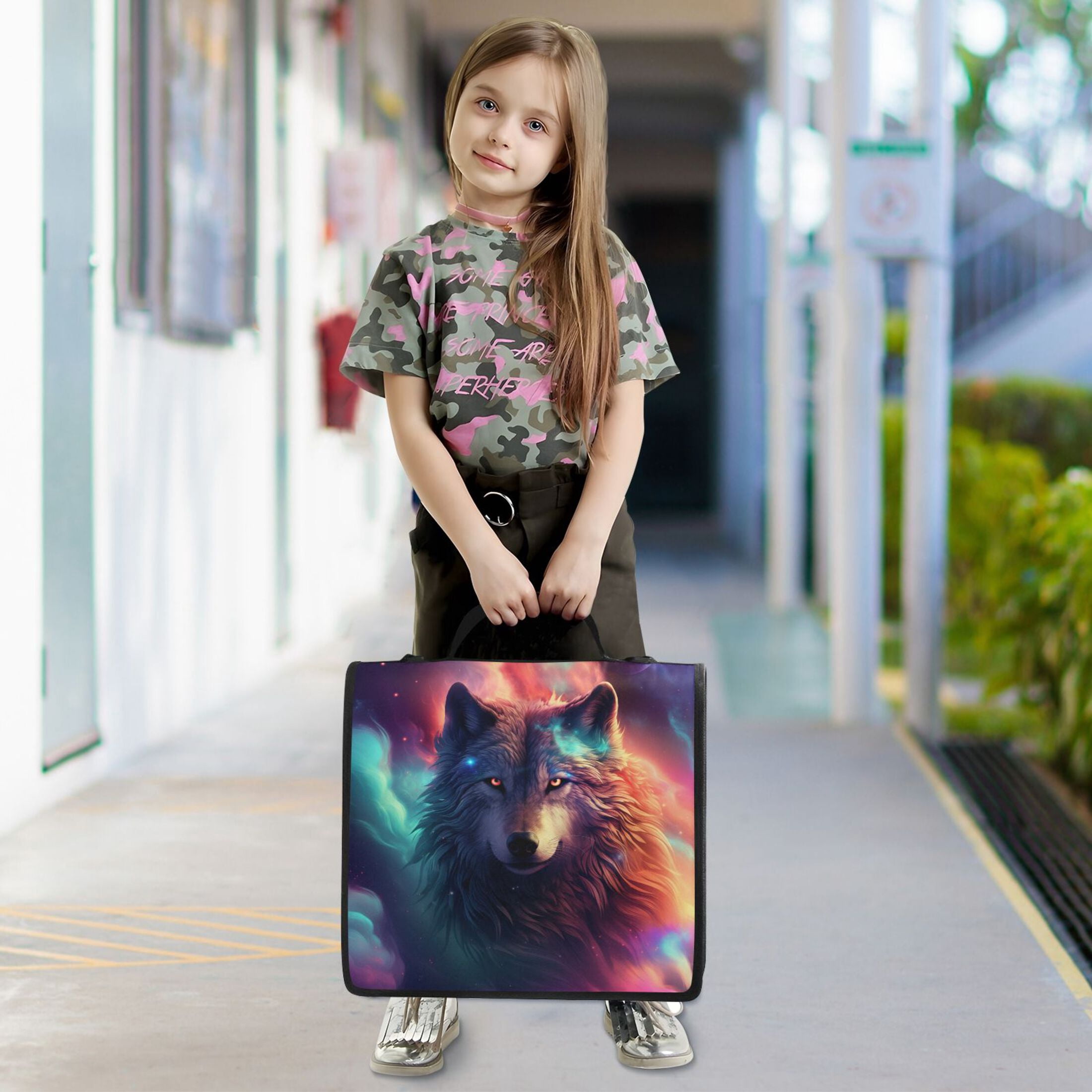 ALAZA Zipper Binder Bag Cool Wolf 3 Ring File Folder Binder Organizer Bag