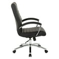 thumbnail image 3 of Executive Mid-Back Chair in Black Faux Leather with Padded Arms, 3 of 8