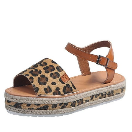 

Bovxnpu Summer Sandals for Women 2024 Women s Open Toe Wedge Sandals Women s New Summer Plus-size Leopard Print Spliced Open-toed Sandals