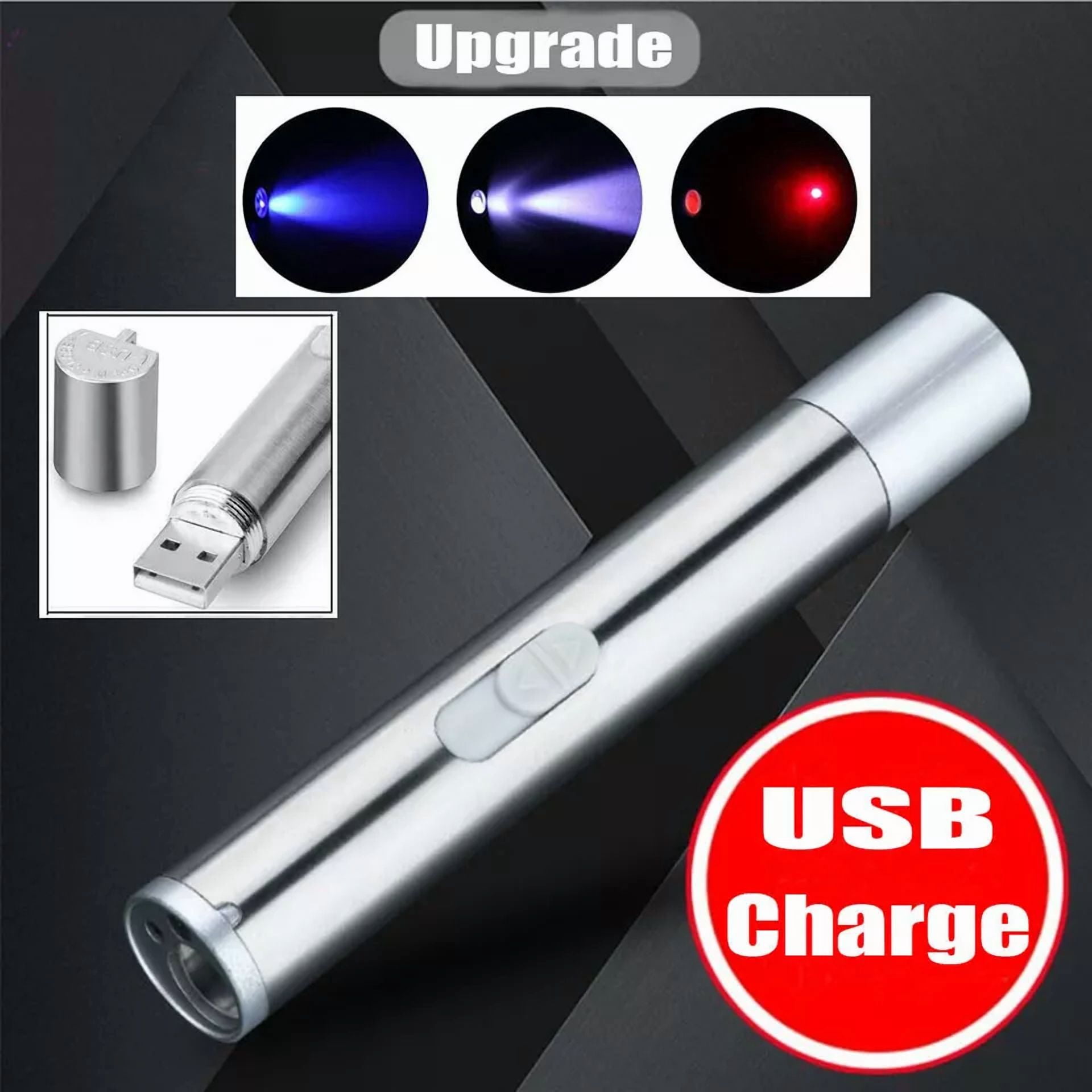 CIRCLE- Usb Rechargeable Red Laser Pointer Pen Single Beam Mini Led Flashlight Uv Light