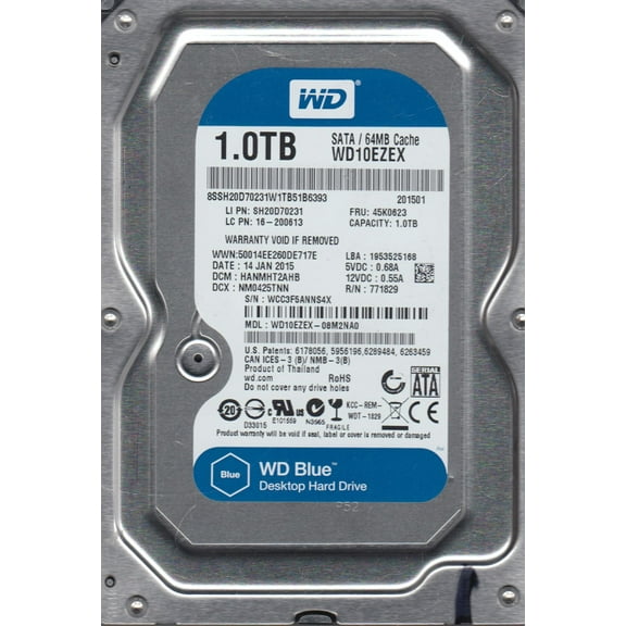 WD10EZEX-08M2NA0, DCM HANMHT2AHB, Western Digital 1TB SATA 3.5 Hard Drive