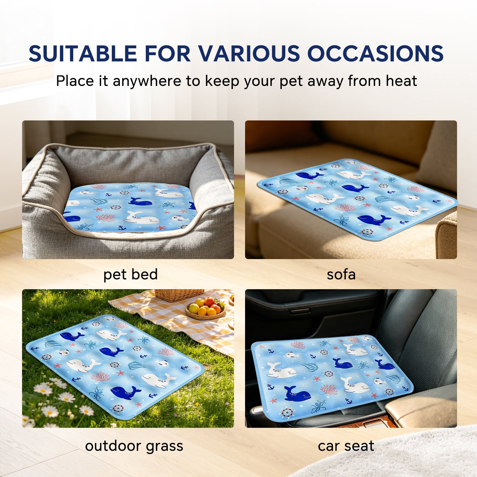 Pet Cooling Mat, Instant Cool Gel Pad for Dogs & Cats, Summer Instant Chill No Refrigeration, Portable Reusable Sleeping Bed (70*120cm/27.56*47.24in)
