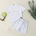 thumbnail image 1 of Ensemble de Sommeil d'Été pour Filles Style Coréen, Confortable, à Rayures, Manches Courtes, Deux Pièces, pour Usage Quotidien et Activités Extérieures, 1 of 3