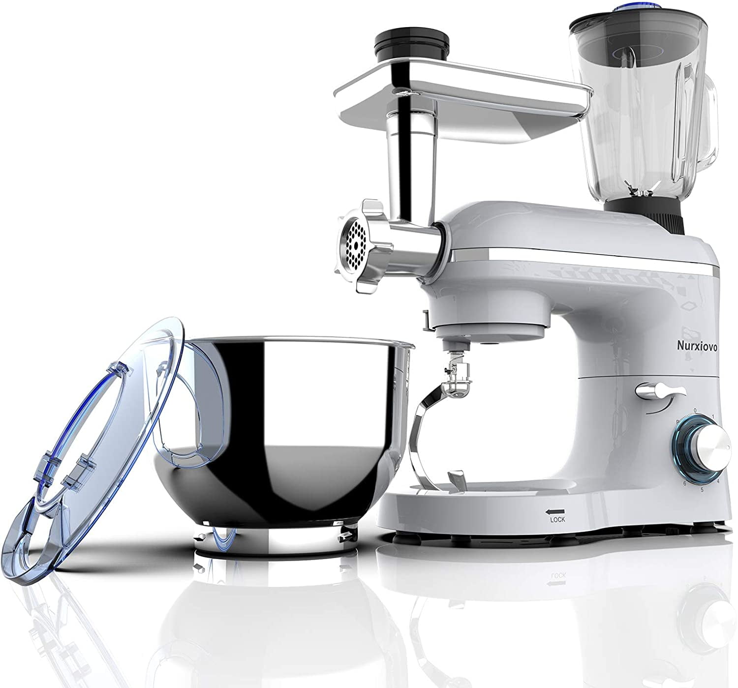 Nurxiovo 850W 6.5QT Food Mixer, Kitchen Stand Mixer with TiltHead 6