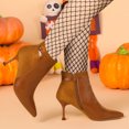 thumbnail image 2 of BLISSFUL STEP Women's Pointed Toe Side Zip Stiletto Heel Ankle Boot Brown 8, 2 of 7